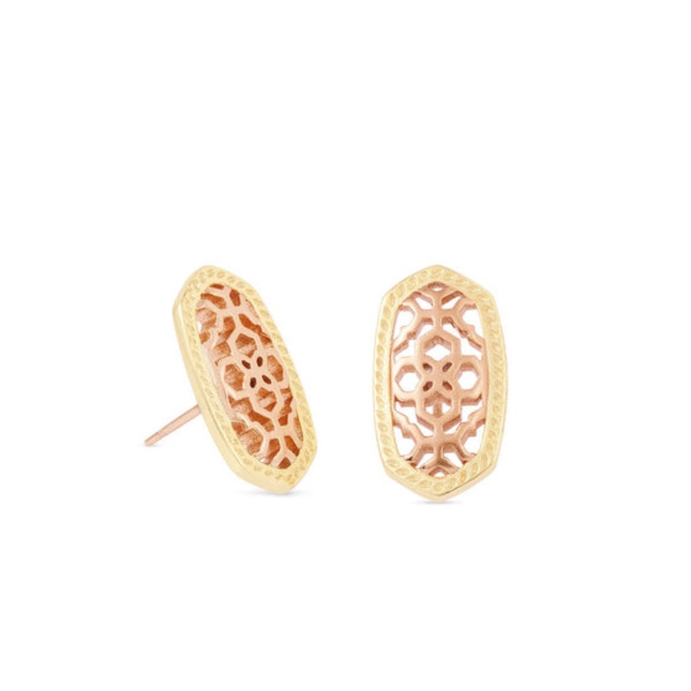 KENDRA SCOTT ELLIE BRYANT STUD FILIGREE EARRINGS- ROSE GOLD MIX - Picture 1 of 6